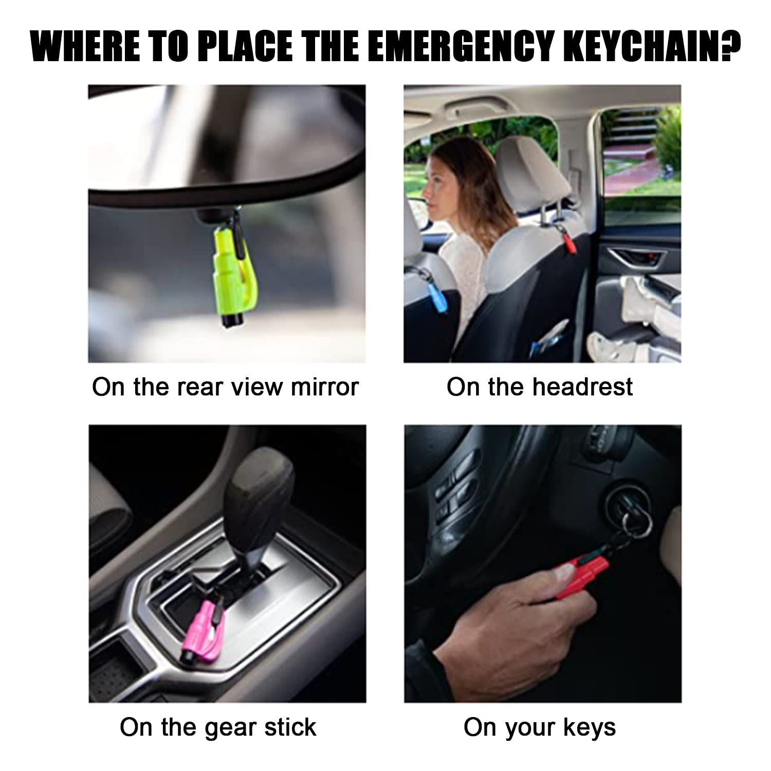 Emergency Car Window Glass Breaker 3 in 1 seatbelt cutter Rescue whistle emergency keychain tool