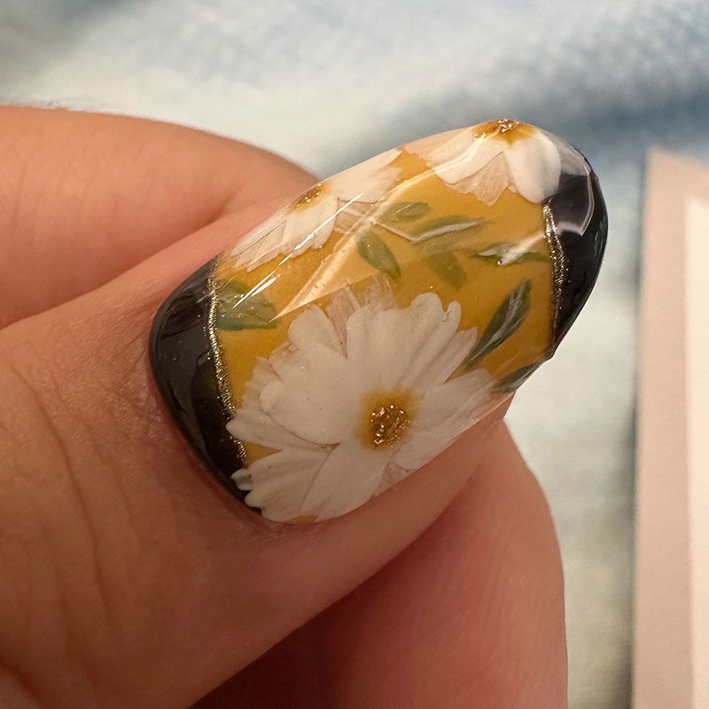 The Girl with a Pearl Earring Floral Nails