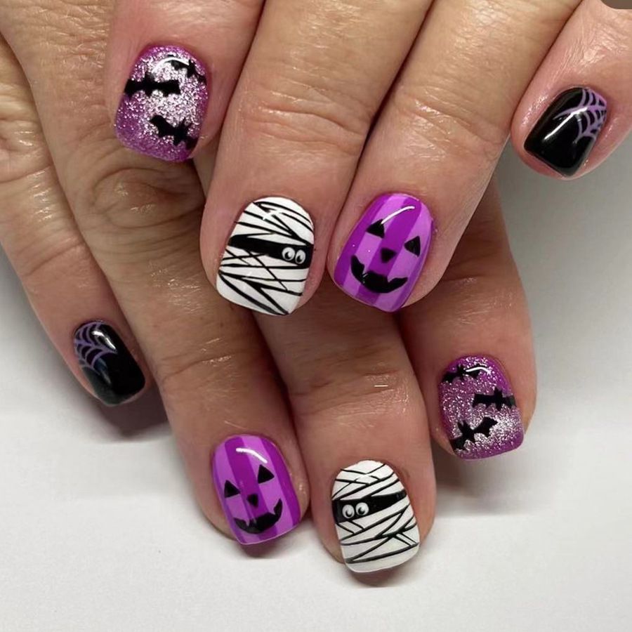 Halloween Mix Match Gothic Short Square Nail