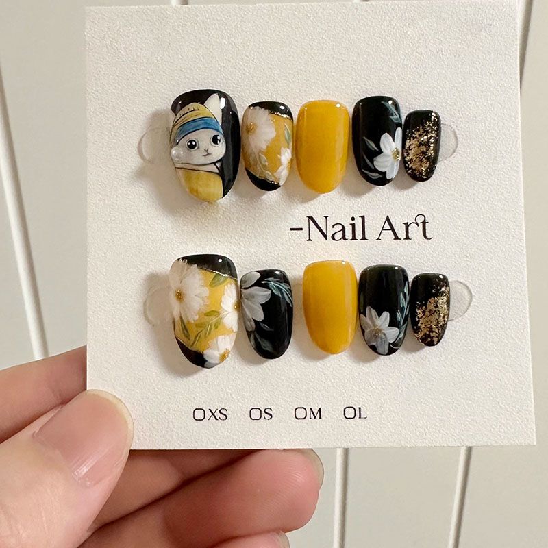 The Girl with a Pearl Earring Floral Nails