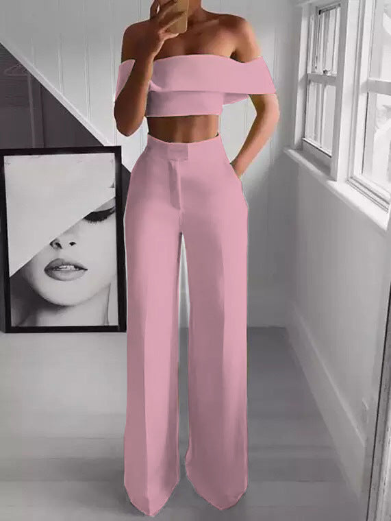 Slimming Off The Shoulder Crop Top Wideleg Crop Palazzo Pants