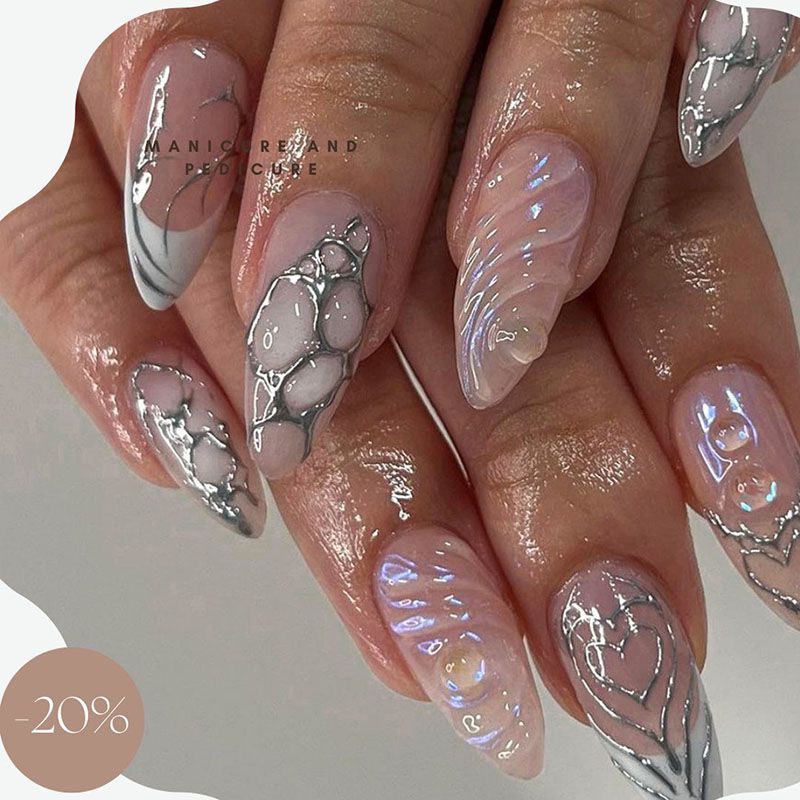 Punk Cool Metalic Gel Press On Stiletto Nails