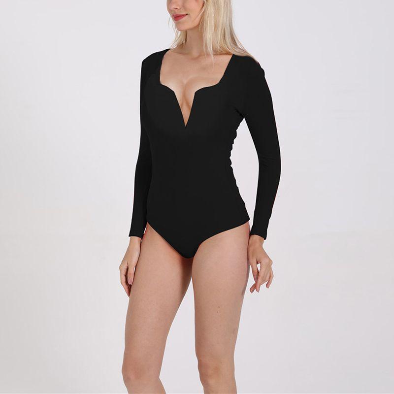 Snap Ribbed High Leg Long Sleeve Bodysuit on sale - SOUISEE