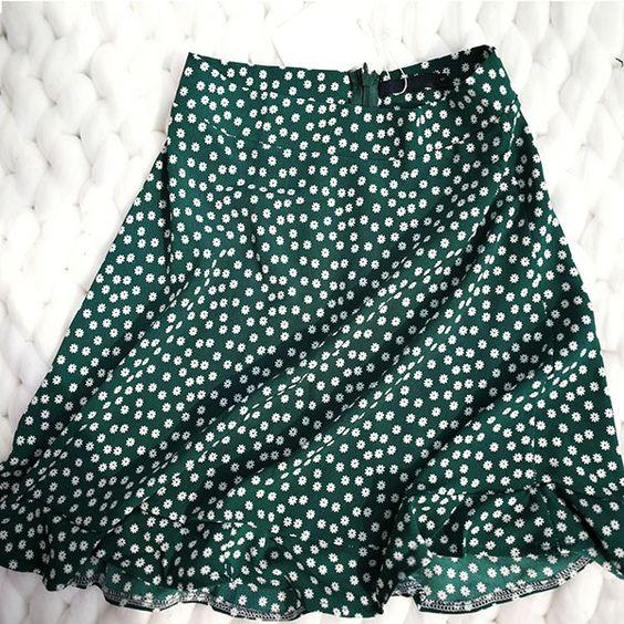 Vintage A Line Floral Prints Flounce Mini Skirt on sale - SOUISEE