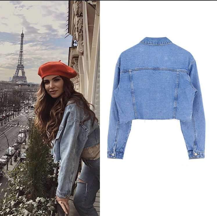 Cool Oversized Cropped Denim Jacket Womens on sale - SOUISEE