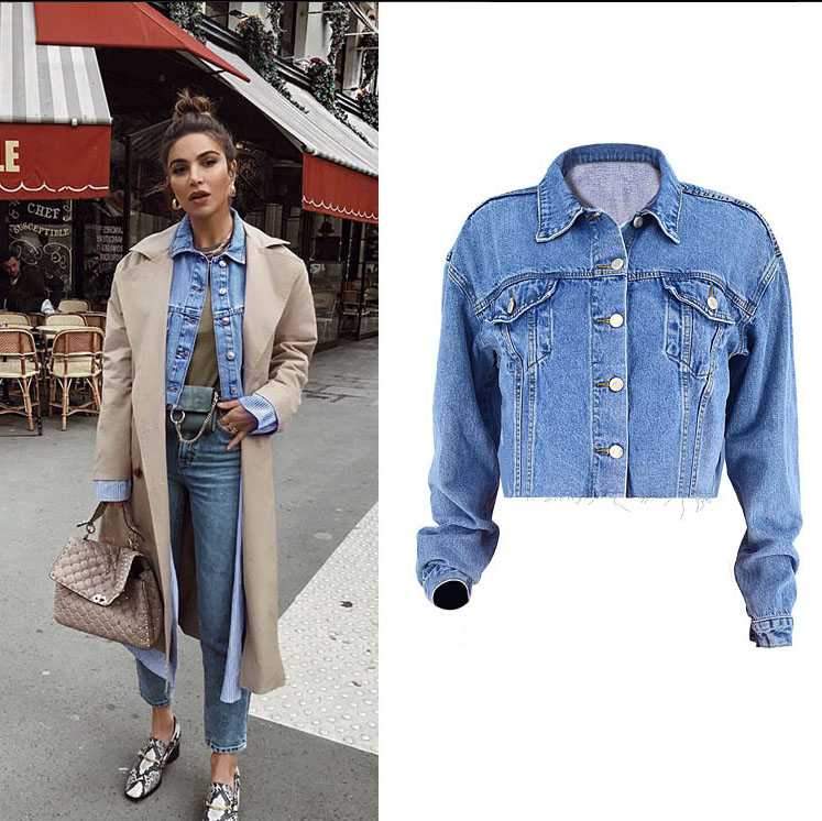 Cool Oversized Cropped Denim Jacket Womens on sale - SOUISEE