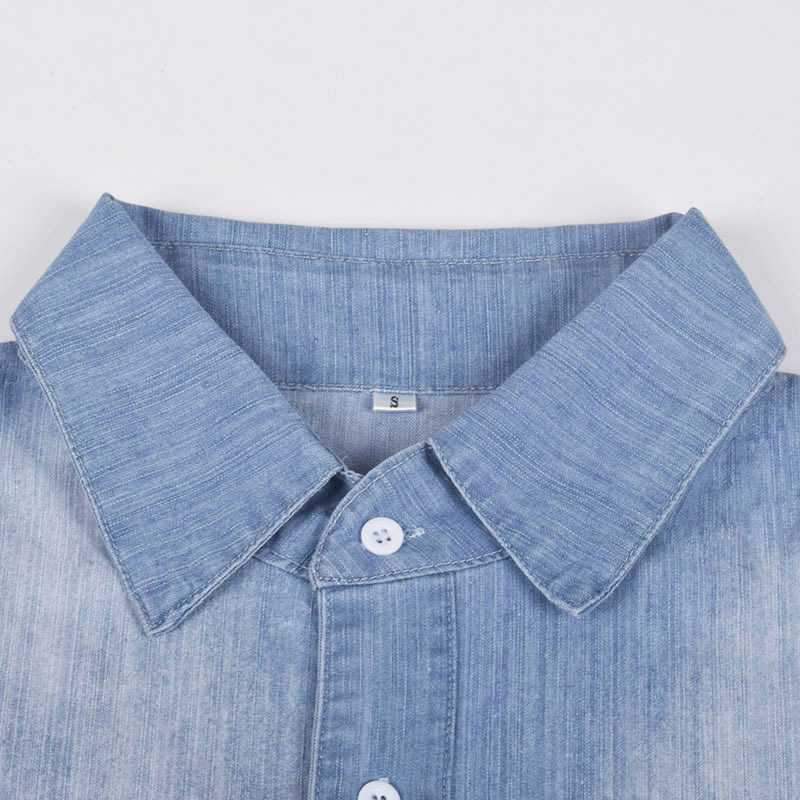 Casual Button Up Denim T-Shirt Dress on sale - SOUISEE