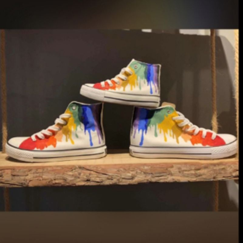 Custom Made Personalised Hand Painted High Top Sneakers Canvas Trainers