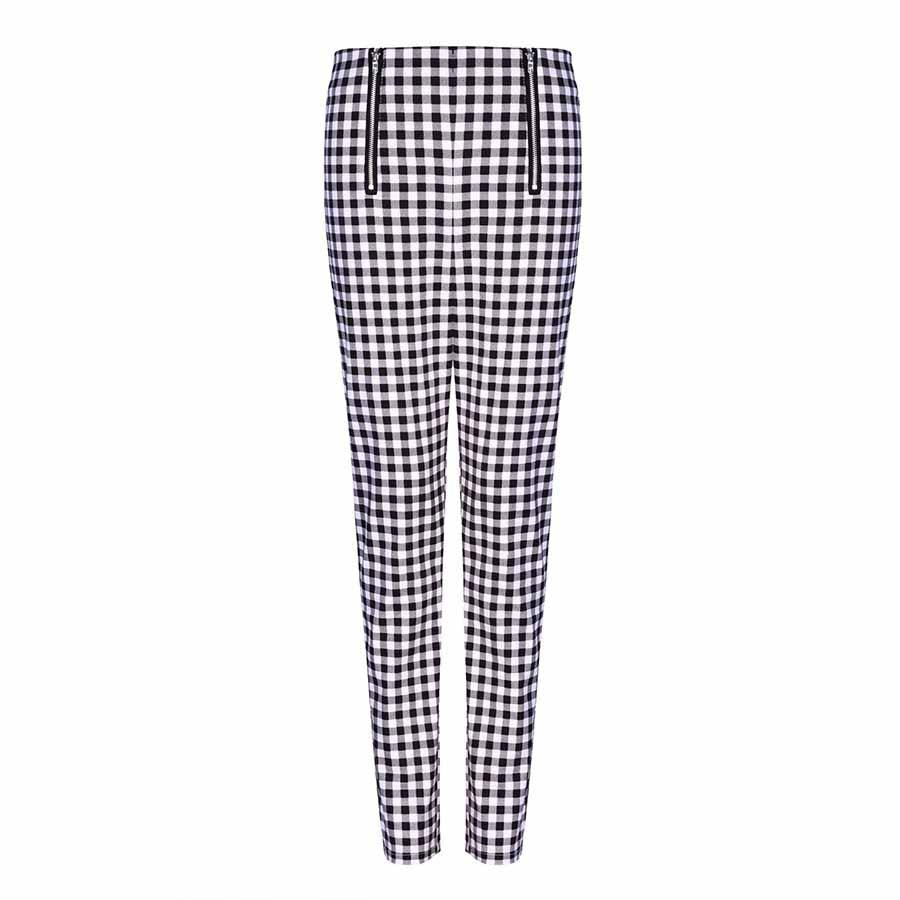 Classic Tummy Slimming Checked Trousers Stretch Skinny Pants on sale - SOUISEE