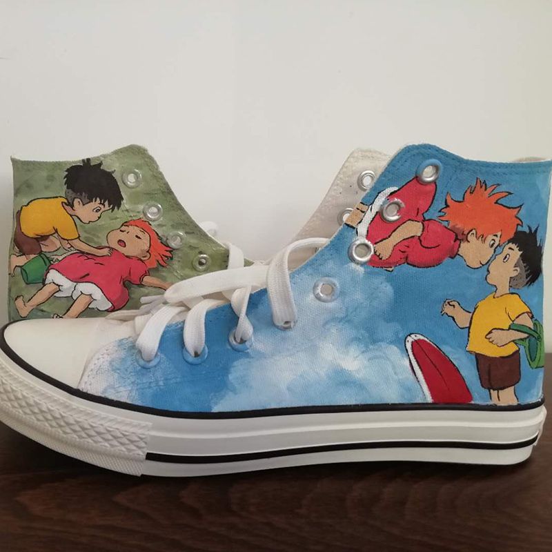 Custom Made Personalised Hand Painted High Top Sneakers Canvas Trainers