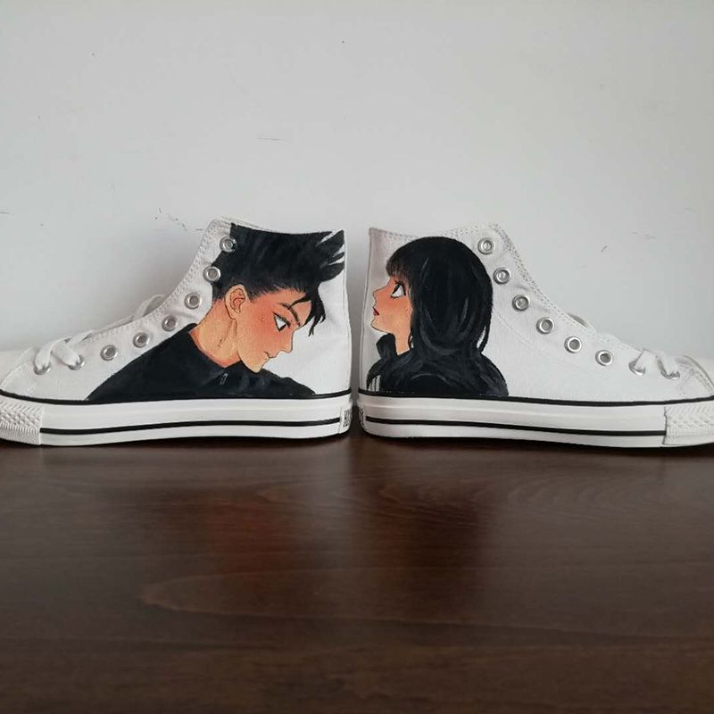 Custom Made Personalised Hand Painted High Top Sneakers Canvas Trainers