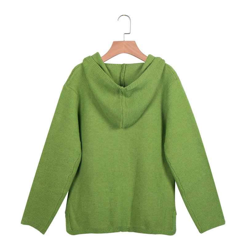 Oversized Ladies Knitted Hooded Cardigan Knitted Sweater Jacket with Pocket on sale - SOUISEE