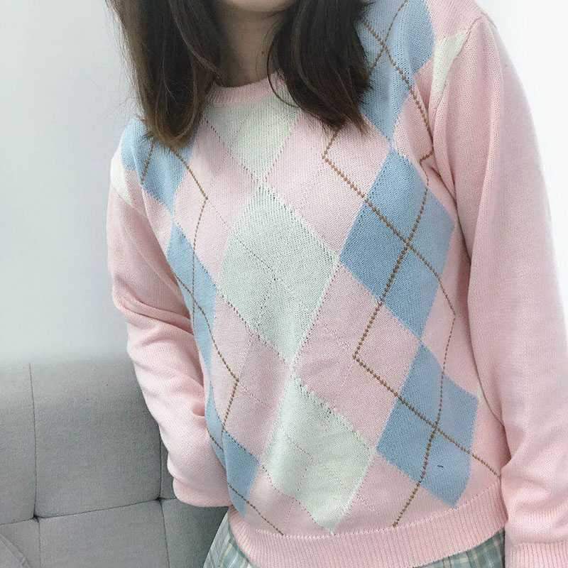 Classic Retro Color block Argyle Print Button Down Sweaters on sale - SOUISEE