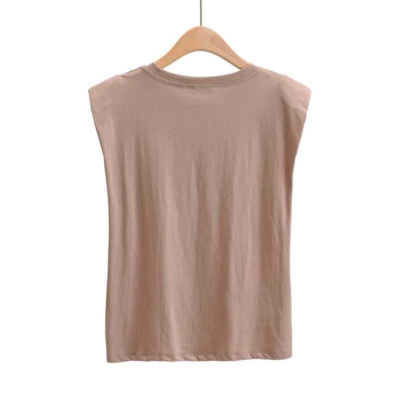 Cool Pad Shoulder Tank Top Tee Shirt With Shoulder Pads on sale - SOUISEE