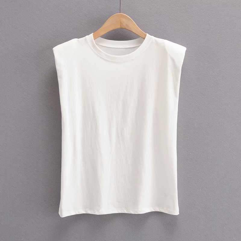 Cool Pad Shoulder Tank Top Tee Shirt With Shoulder Pads on sale - SOUISEE