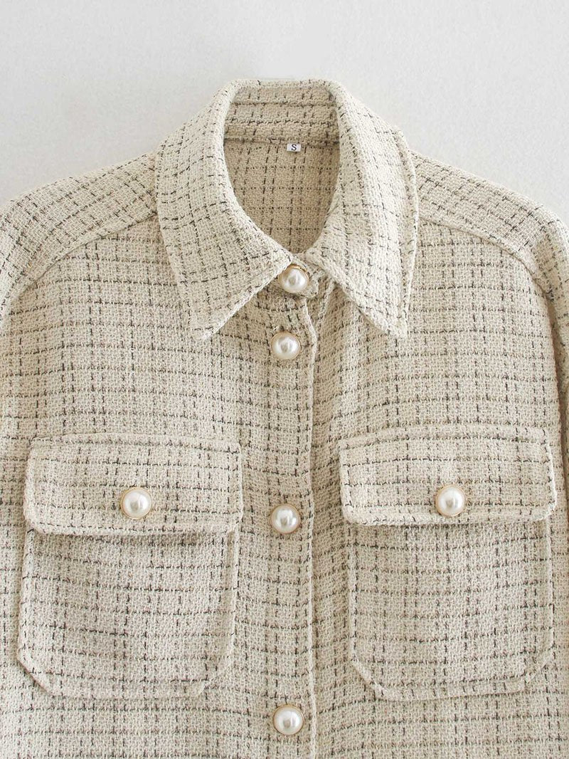 Classic Thick Colorblock Checked Button Down Woolen Shirt Jacket on sale - SOUISEE