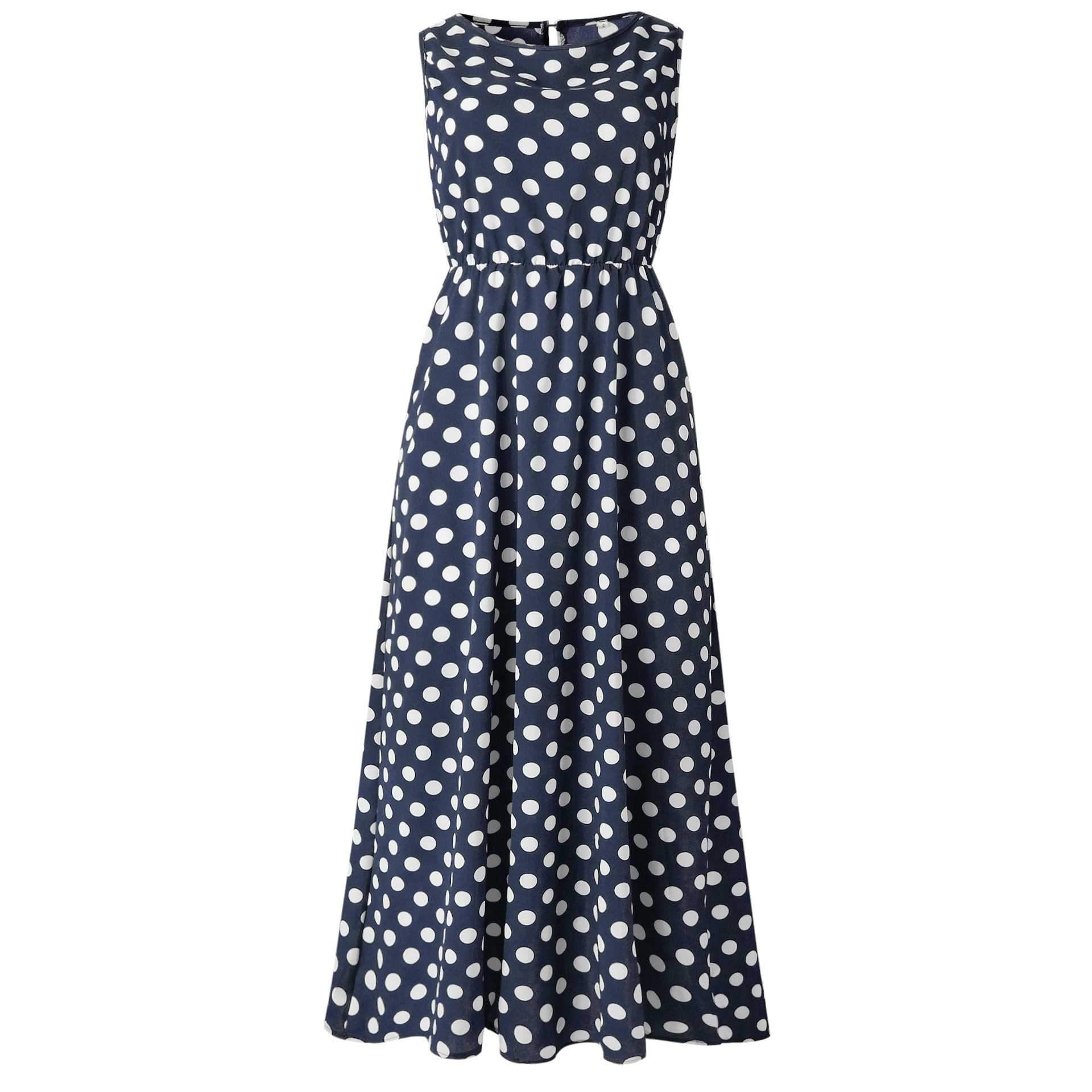 Retro Modest Polka Dot Maxi Dress Sundress on sale - SOUISEE