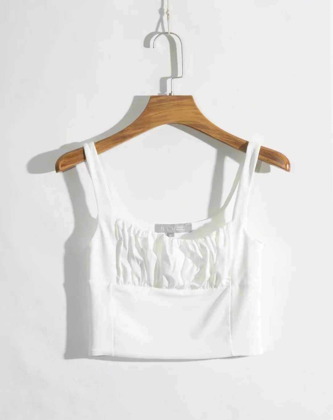 Pretty ruched Cropped Tank Top Sleeveless Crop Top on sale - SOUISEE