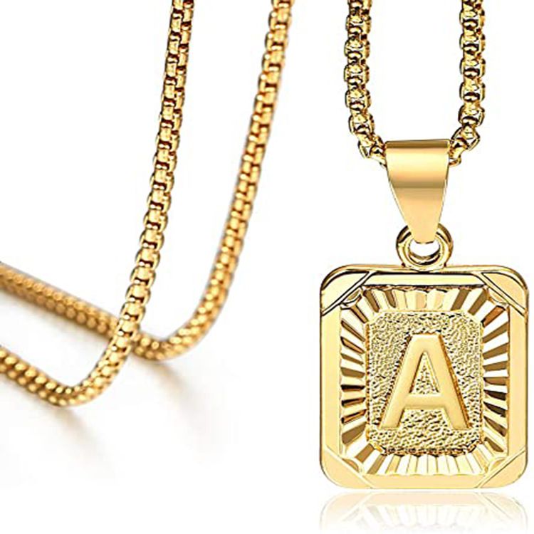 Chunky Hip Hop Letters Signature Alphabet Initial Card Necklace on sale - SOUISEE