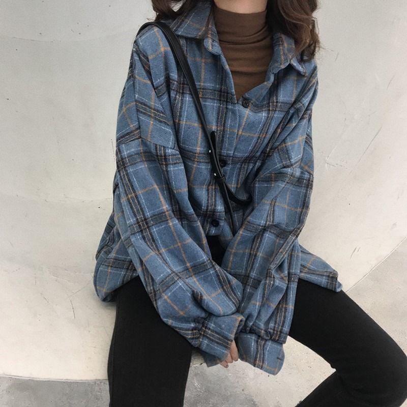 Plaid Tie Dye Color Block Checkered Flannel Shirts on sale - SOUISEE