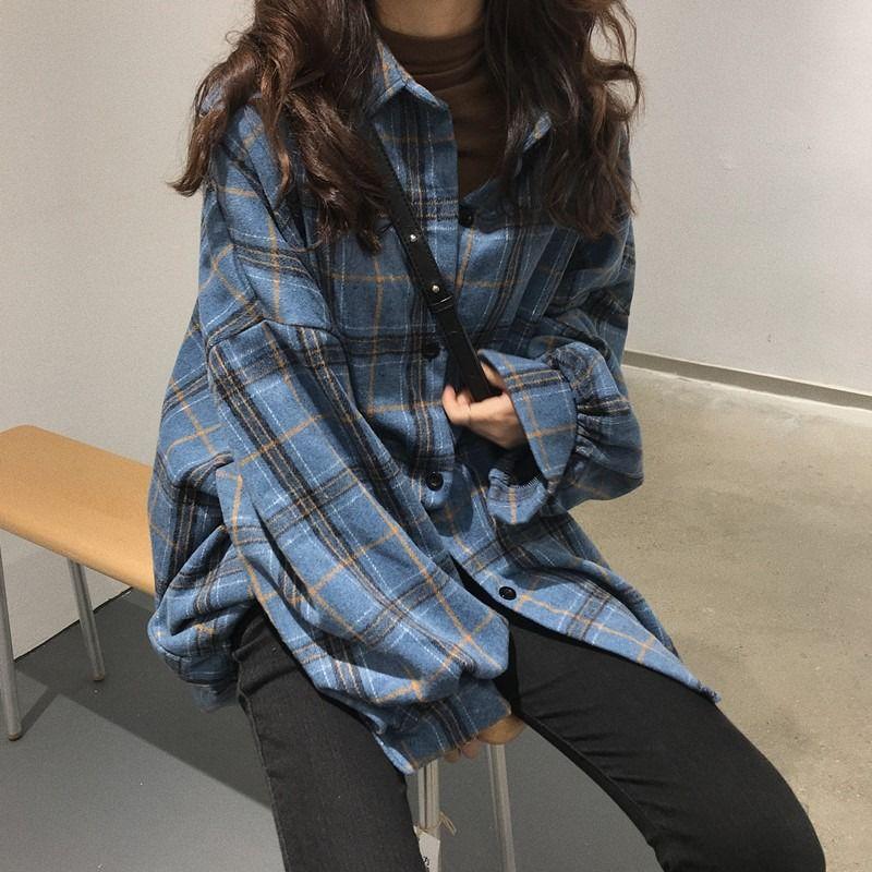 Plaid Tie Dye Color Block Checkered Flannel Shirts on sale - SOUISEE