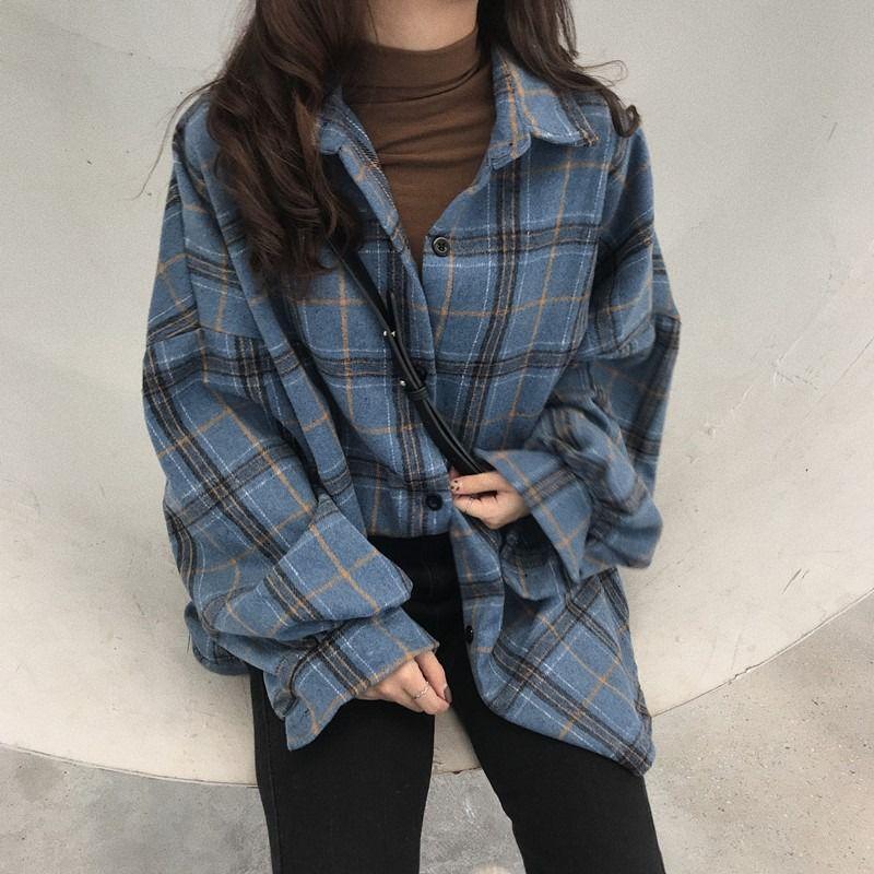 Plaid Tie Dye Color Block Checkered Flannel Shirts on sale - SOUISEE