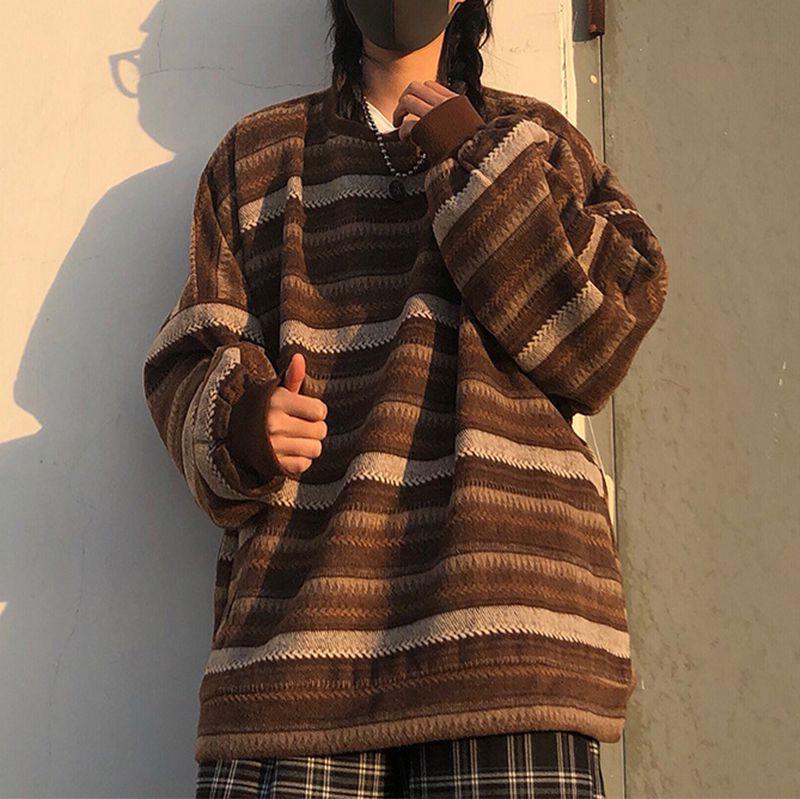 Vintage 90s Atzec Tribal Stripe Sweater Slouchy Baggy Color Block Knit Pullover on sale - SOUISEE