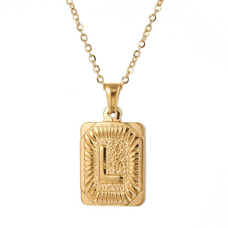 Chunky Hip Hop Letters Signature Alphabet Initial Card Necklace on sale - SOUISEE