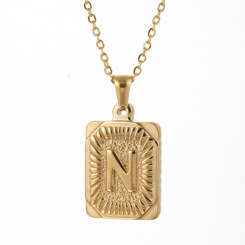 Chunky Hip Hop Letters Signature Alphabet Initial Card Necklace on sale - SOUISEE