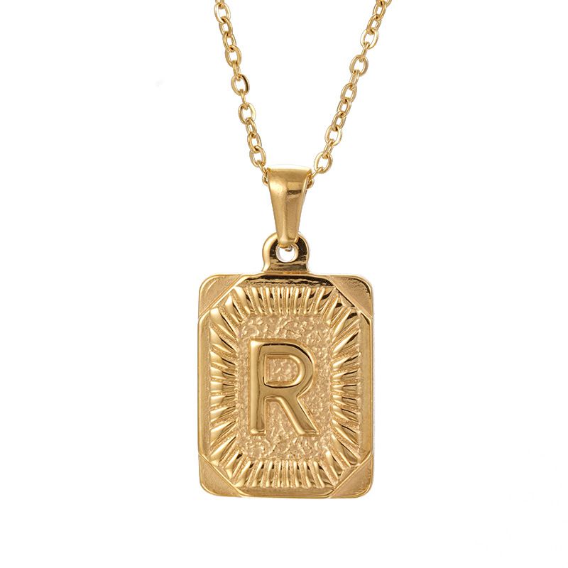 Chunky Hip Hop Letters Signature Alphabet Initial Card Necklace on sale - SOUISEE