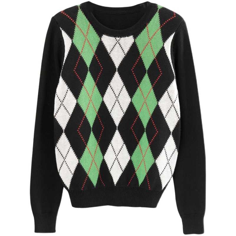 Classic Retro Color block Argyle Print Button Down Sweaters on sale - SOUISEE