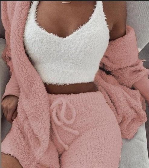 Comfy Faux Fur Crop Top Shorts And Jackets on sale - SOUISEE