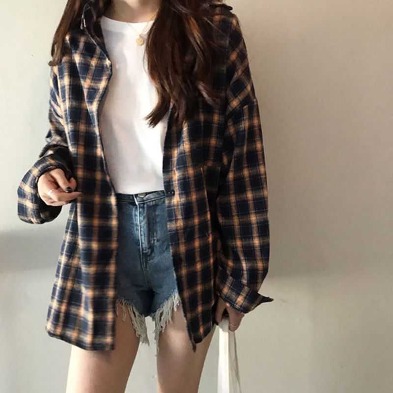 Plaid Tie Dye Color Block Checkered Flannel Shirts on sale - SOUISEE