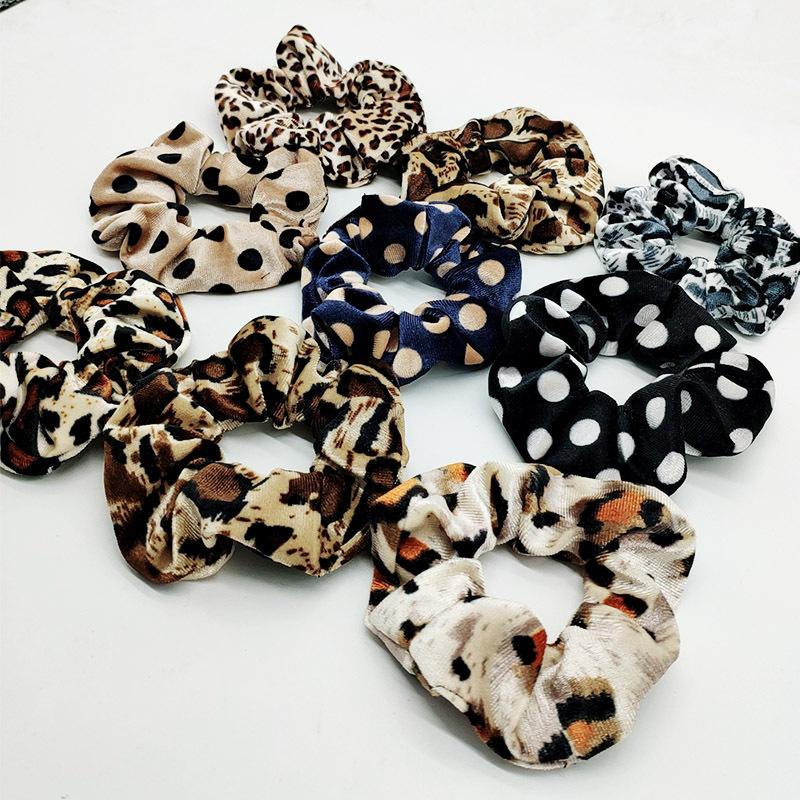 Oversized Leopard Dots Tie Dye Velvet Hair Scrunchies Hairbands on sale - SOUISEE