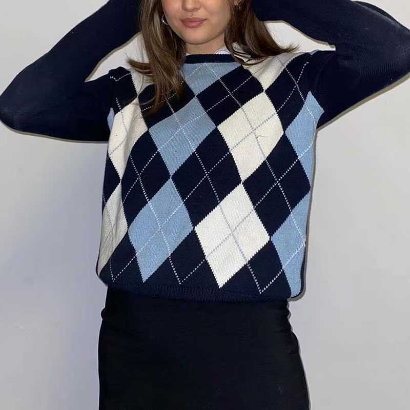 Classic Retro Color block Argyle Print Button Down Sweaters on sale - SOUISEE