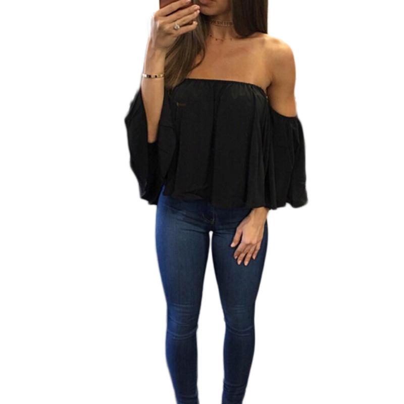 Tummy Hiding Oversized Off The Shoulder Tops Loose Blouse on sale - SOUISEE