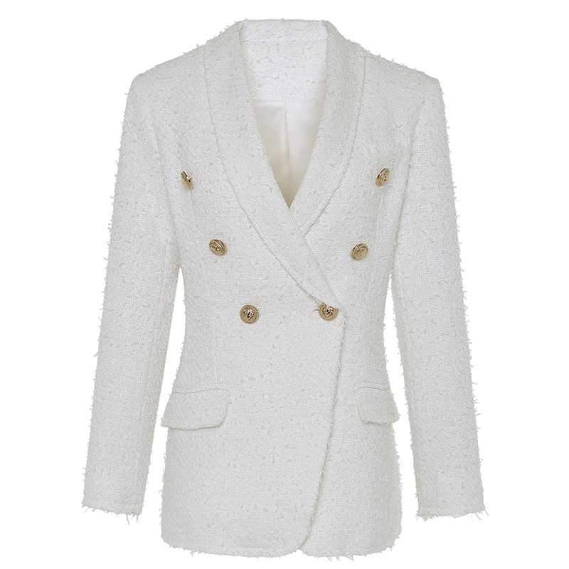 Classy Blended Wool Double Breast Tweed Short Blazer Jacket on sale - SOUISEE