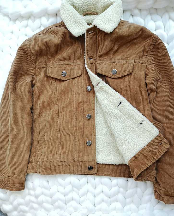 Fur Fleece Lined Shearling Corduroy Trucker Jacket on sale - SOUISEE