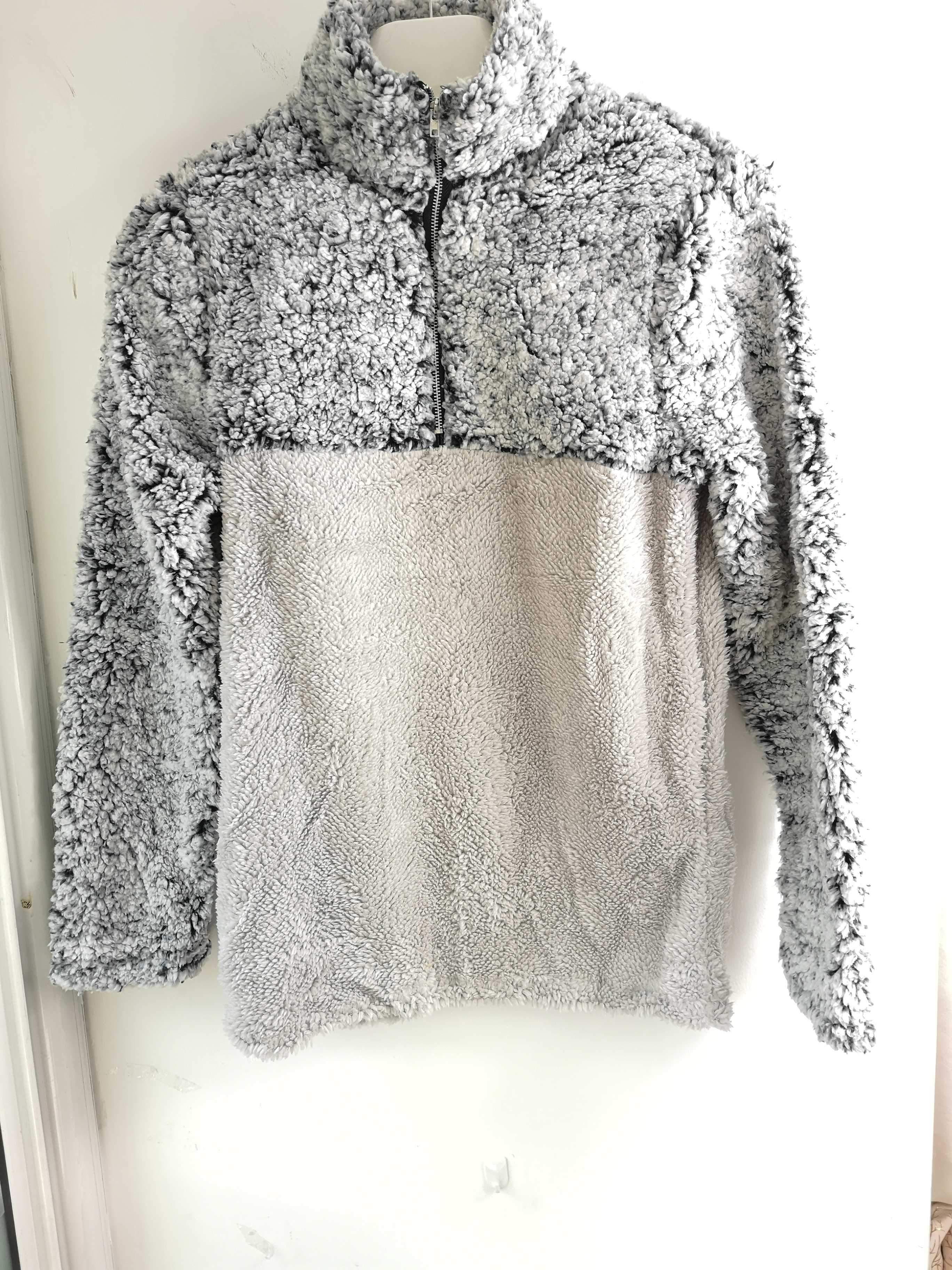 Two Toned Fuzzy Sherpa Fleece Pullover on sale - SOUISEE