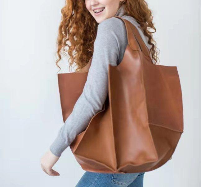 Brown Leather Womens Tote Bags School Handbags on sale - SOUISEE