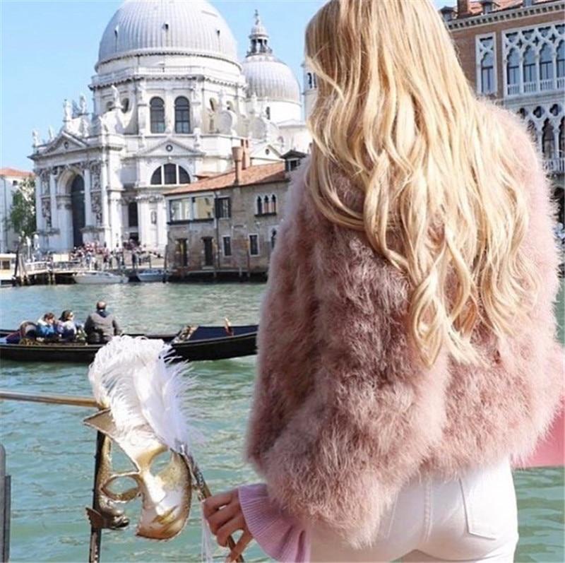 Classy Womens Furry Genuine Ostrich Feather Fur Coats Online on sale - SOUISEE