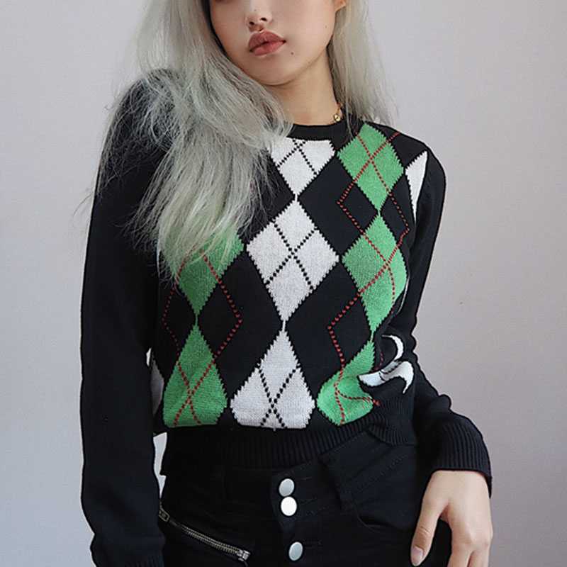 Classic Retro Color block Argyle Print Button Down Sweaters on sale - SOUISEE