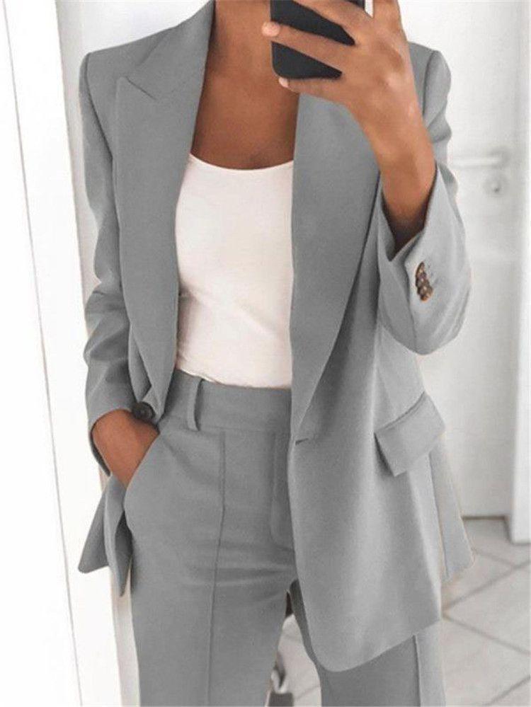 Boyfriend Women's One Button Blazer Suit Jacket on sale - SOUISEE