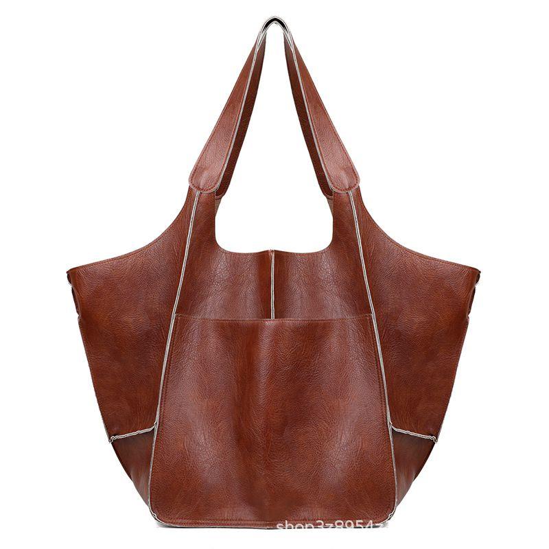 Brown Leather Womens Tote Bags School Handbags on sale - SOUISEE