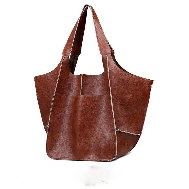 Brown Leather Womens Tote Bags School Handbags on sale - SOUISEE