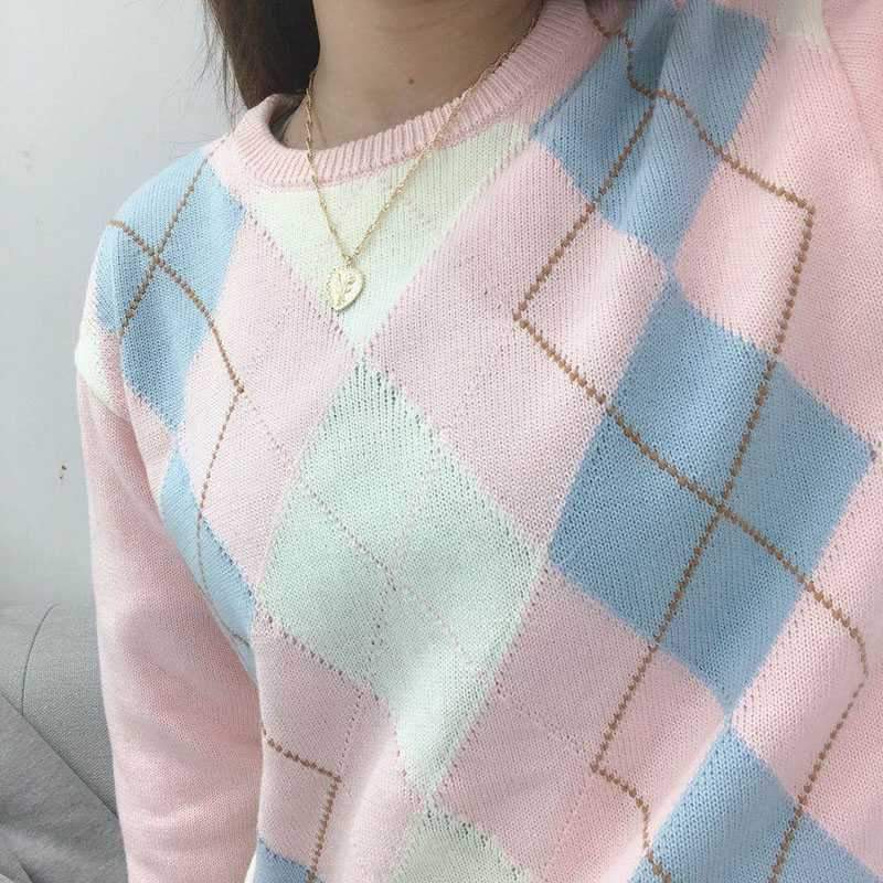 Classic Retro Color block Argyle Print Button Down Sweaters on sale - SOUISEE