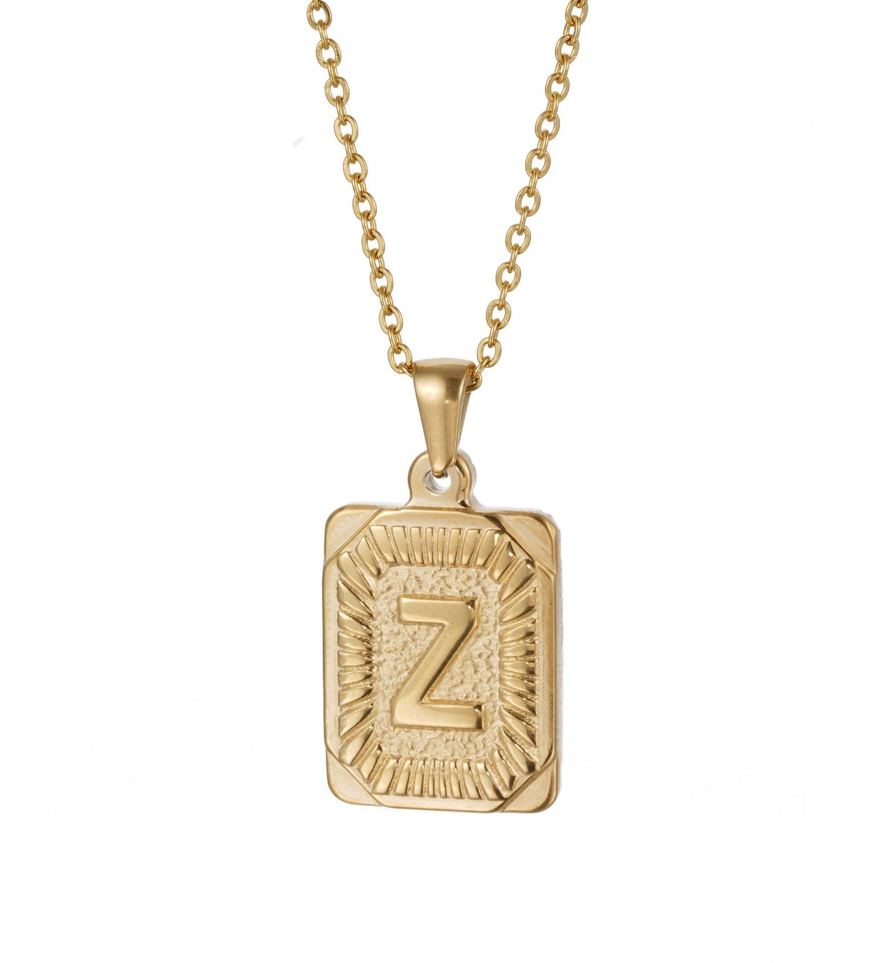 Chunky Hip Hop Letters Signature Alphabet Initial Card Necklace on sale - SOUISEE