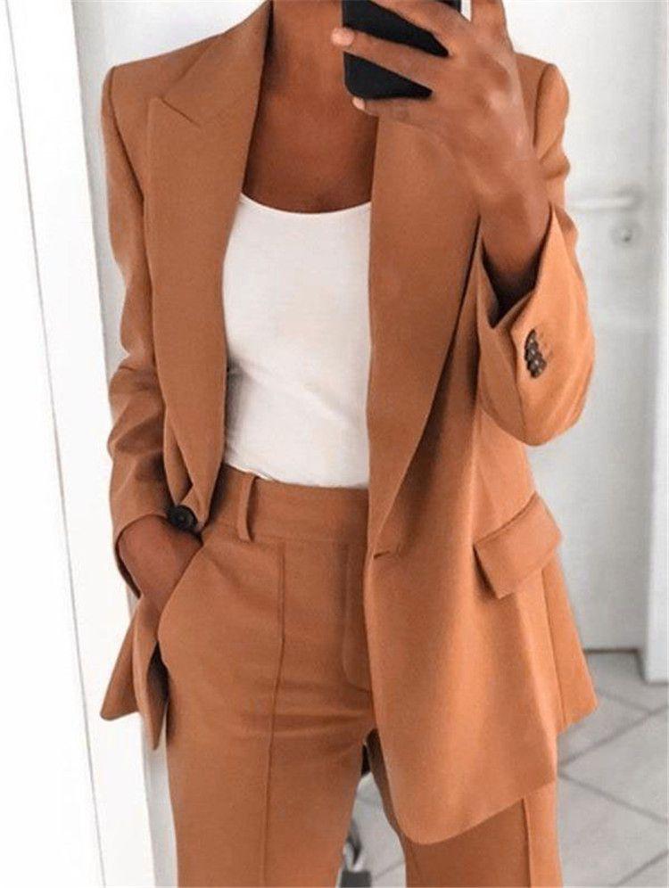 Boyfriend Women's One Button Blazer Suit Jacket on sale - SOUISEE