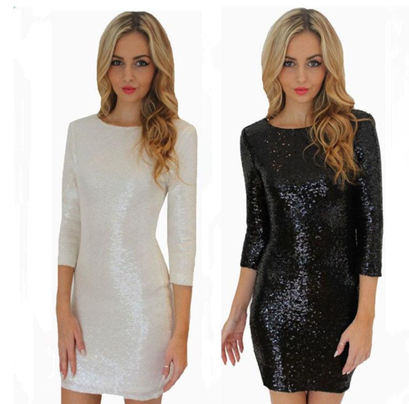 Sparkly Sequin Embellished Long Sleeve Sheath Cocktail Dress on sale - SOUISEE