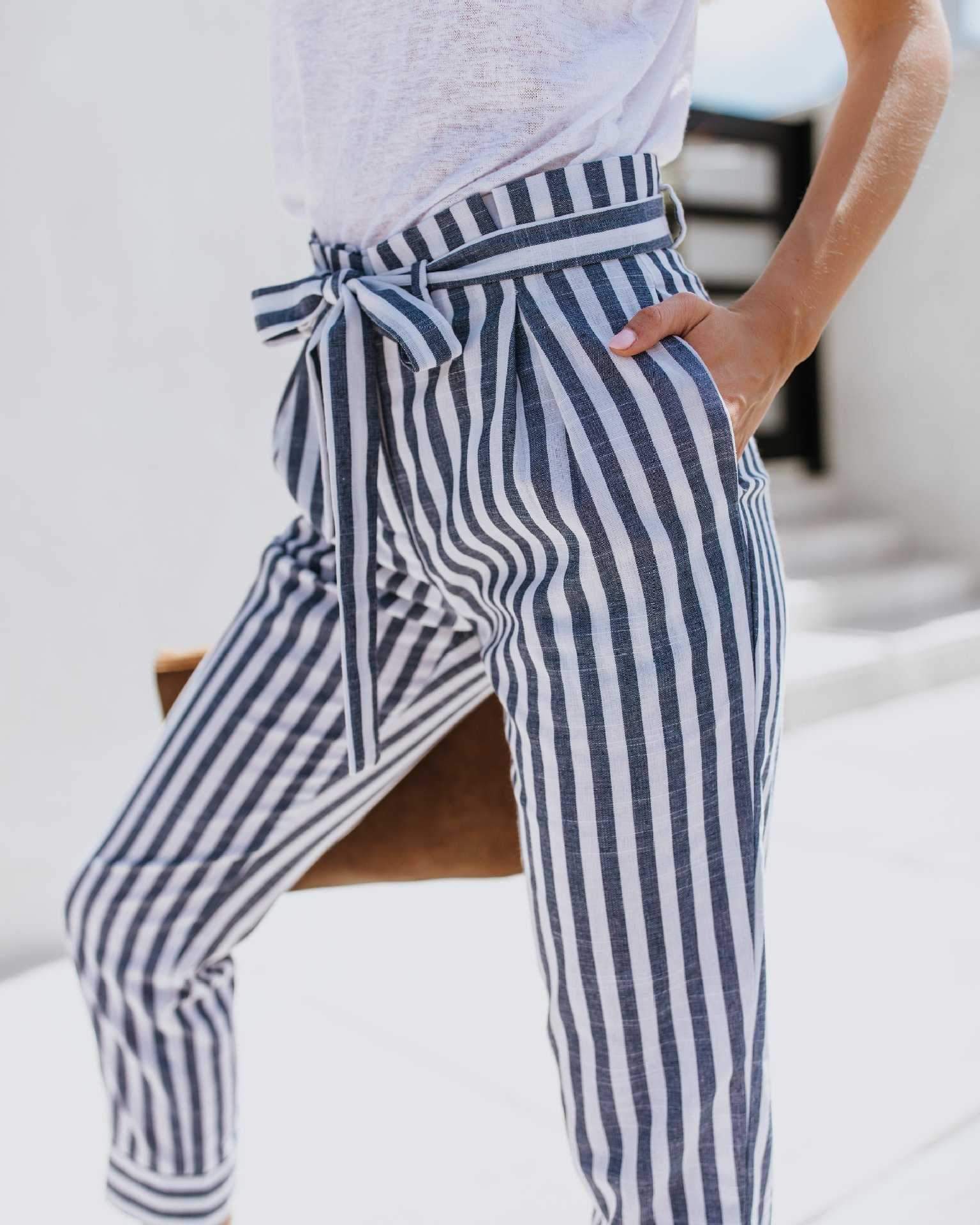 H&M+ Side-striped trousers - Black/White - Ladies | H&M